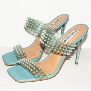 Steve Madden Lunna Baby Blue Spike Mules Sandals